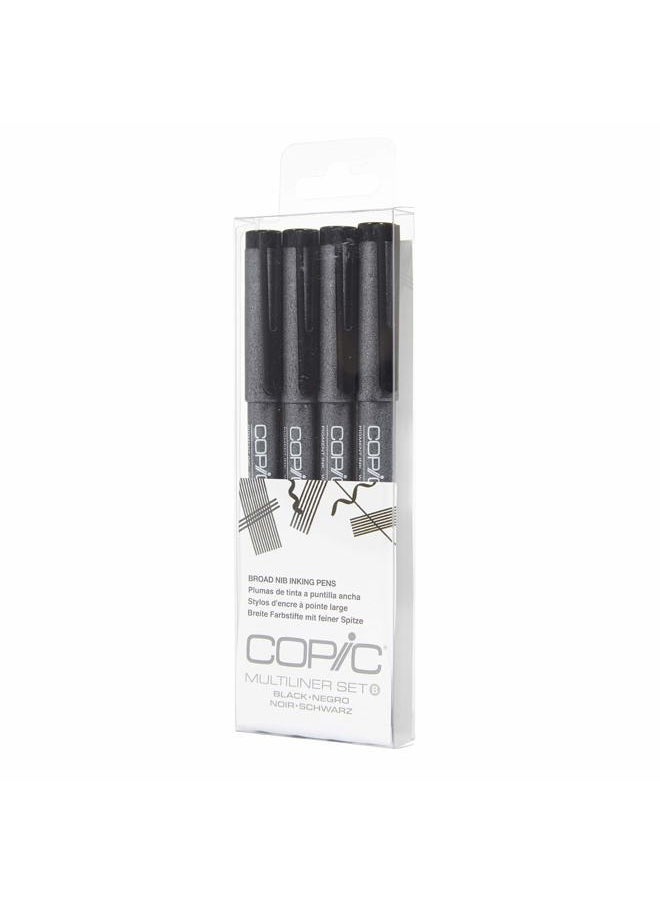 COPIC Markers MLBBROAD Multiliner Broad Pigment Based Ink, 4-Piece Set  - Image 1
