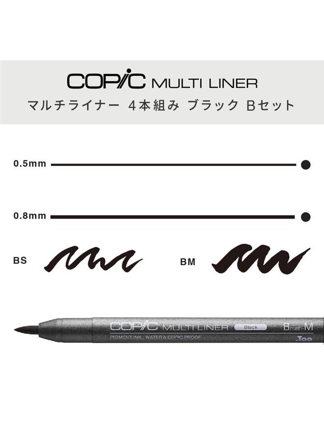 COPIC Markers MLBBROAD Multiliner Broad Pigment Based Ink, 4-Piece Set  - Image 2