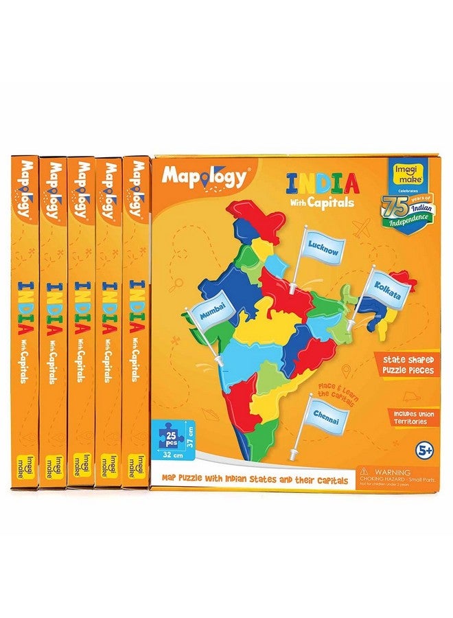 Imagimake Mapology India with State Capitals - Educational Toy and Learning Aid for Boys and Girls-Map Puzzle-Jigsaw Puzzle, Return Gift Combo for Birthday, for Kids Age 5 and Above, 6 Pieces - Image 1