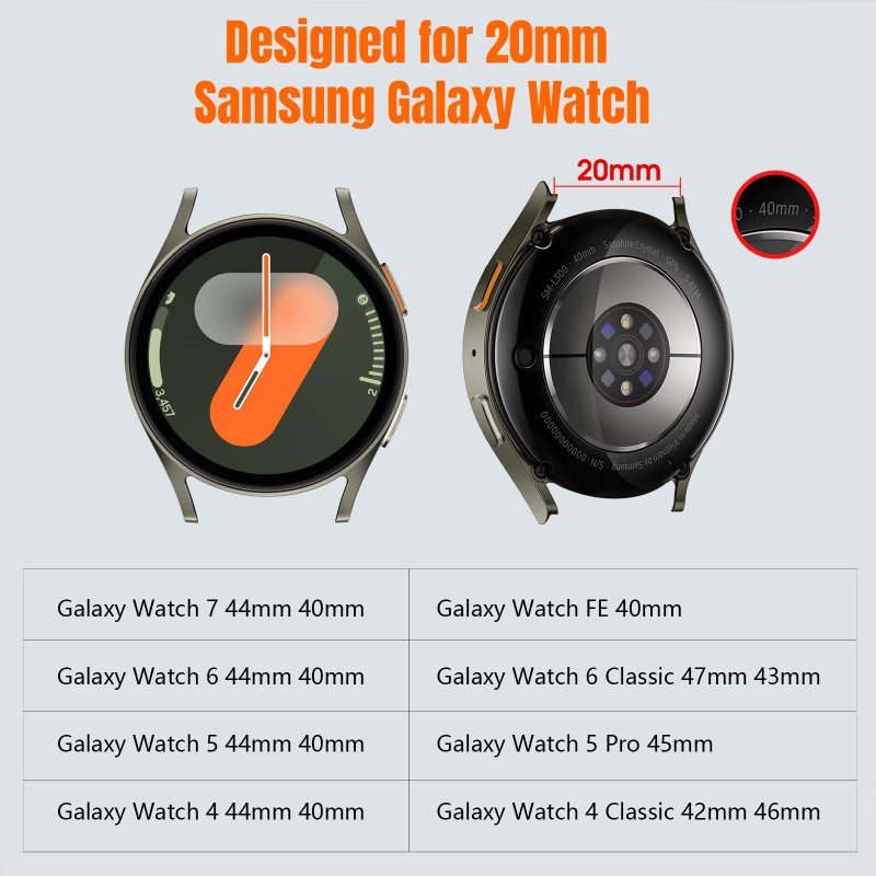 Bandletic Magnetic Silicone Band Compatible with Samsung Galaxy Watch 7 6 5 4 FE 40mm 44mm/for Galaxy Watch 6 4 Classic 43mm 47mm 42mm 46mm/Watch 5 Pro 45mm, 20mm No Gap Strap for Men Women, Black - Image 5