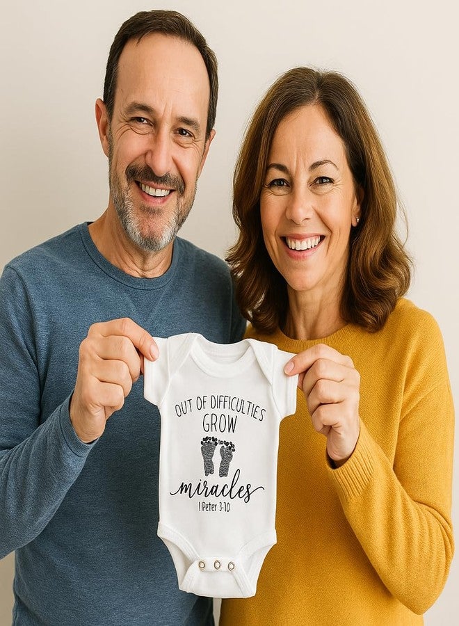 Witty and Bitty Out of Difficulties Grow Miracles Rainbow Baby After Miscarriage Onesie/Bodysuit - Image 2