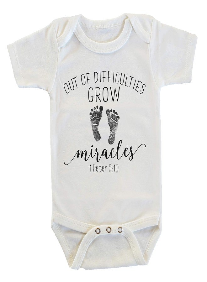 Witty and Bitty Out of Difficulties Grow Miracles Rainbow Baby After Miscarriage Onesie/Bodysuit - Image 1