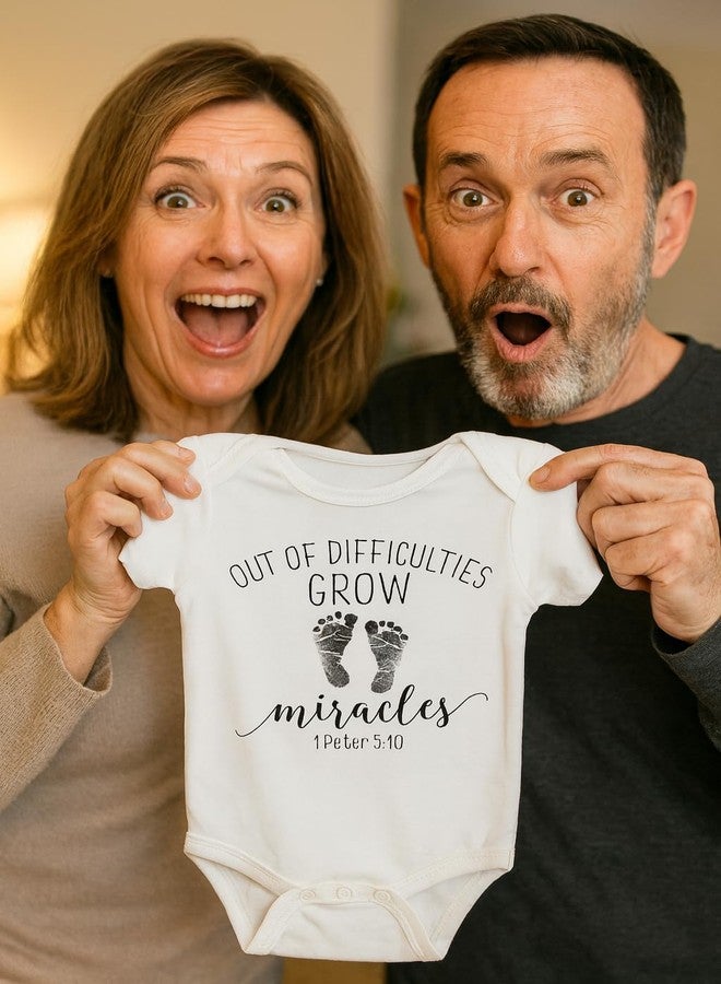 Witty and Bitty Out of Difficulties Grow Miracles Rainbow Baby After Miscarriage Onesie/Bodysuit - Image 3