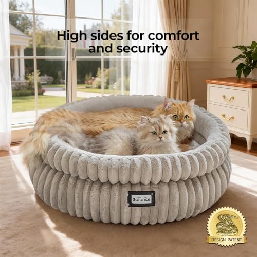 BALANCE Cat Bed Kitten Bed Washable Round Cat Beds for Indoor CatsSuper Soft Plush Faux Fur Pet Bed for Puppy and Kitten with AntiSlip Bottom - Image 3