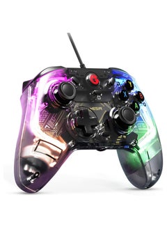 GameSir T4 Kaleid Transparent Wired Gaming Controller for Windows 7/8/10/11, Switch & Android TV Box, RGB Hue Color Lights, Gamepad PC Controller with Turbo/Programmable/3.5mm Audio Jack