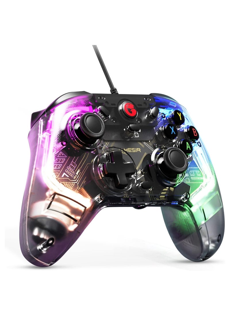 Generic - GameSir T4 Kaleid Transparent Wired Gaming Controller for Windows 7/8/10/11, Switch & Android TV Box, RGB Hue Color Lights, Gamepad PC Controller with Turbo/Programmable/3.5mm Audio Jack - Image 1