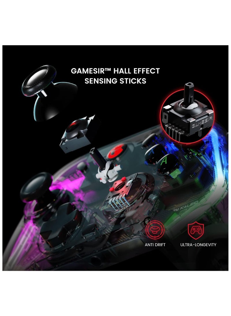 Generic - GameSir T4 Kaleid Transparent Wired Gaming Controller for Windows 7/8/10/11, Switch & Android TV Box, RGB Hue Color Lights, Gamepad PC Controller with Turbo/Programmable/3.5mm Audio Jack - Image 1