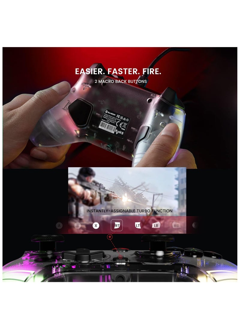 Generic - GameSir T4 Kaleid Transparent Wired Gaming Controller for Windows 7/8/10/11, Switch & Android TV Box, RGB Hue Color Lights, Gamepad PC Controller with Turbo/Programmable/3.5mm Audio Jack - Image 1