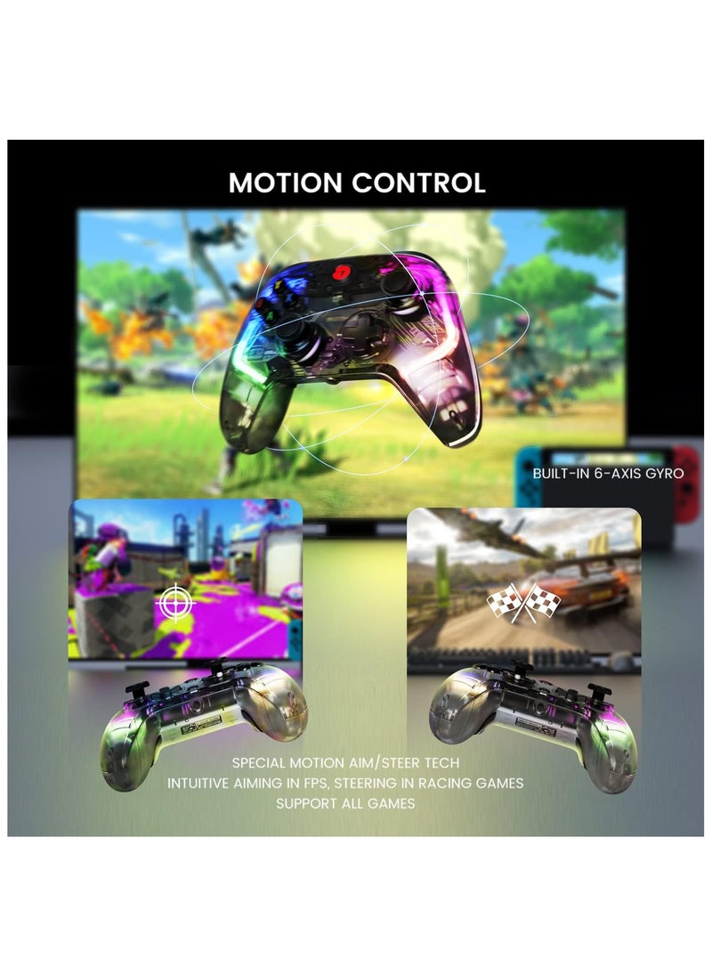Generic - GameSir T4 Kaleid Transparent Wired Gaming Controller for Windows 7/8/10/11, Switch & Android TV Box, RGB Hue Color Lights, Gamepad PC Controller with Turbo/Programmable/3.5mm Audio Jack - Image 1