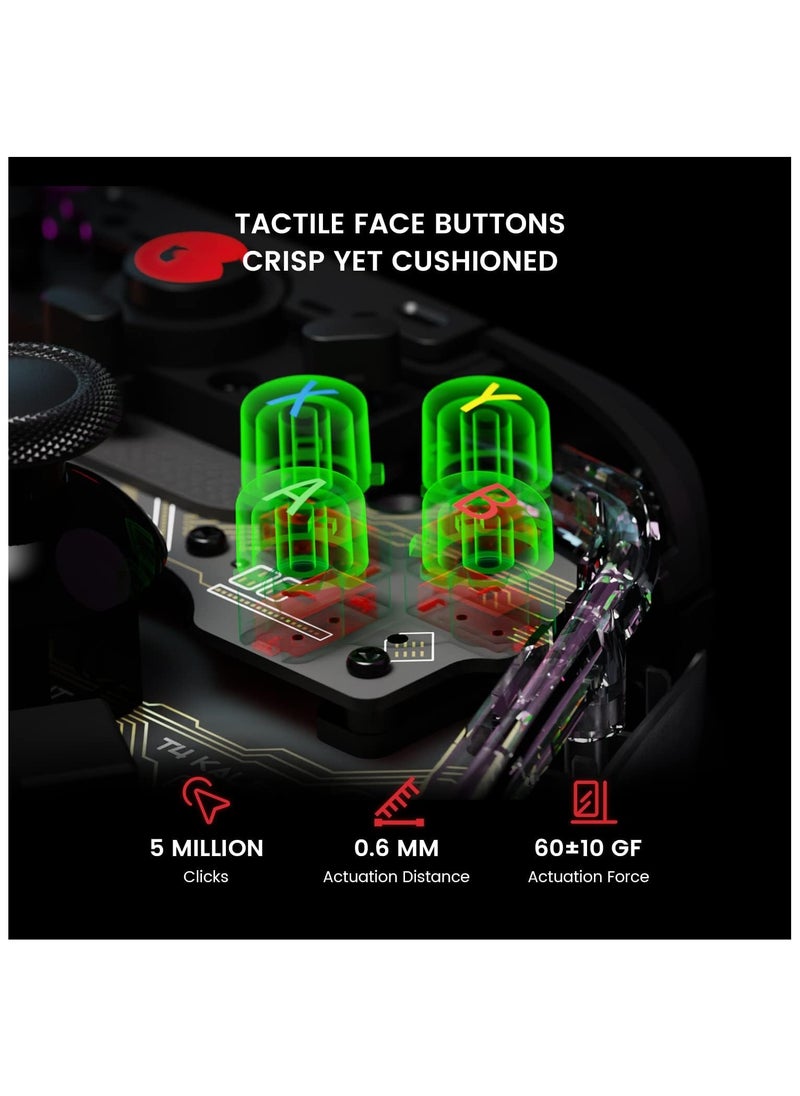 Generic - GameSir T4 Kaleid Transparent Wired Gaming Controller for Windows 7/8/10/11, Switch & Android TV Box, RGB Hue Color Lights, Gamepad PC Controller with Turbo/Programmable/3.5mm Audio Jack - Image 1