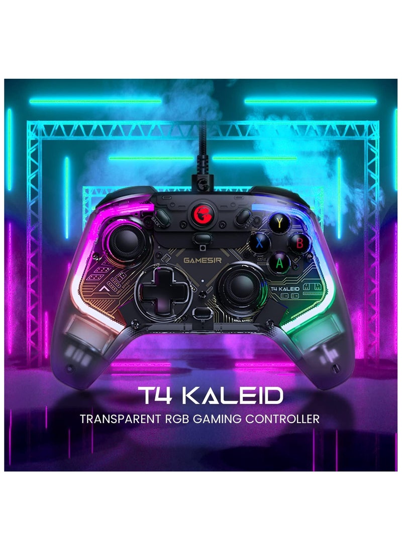 Generic - GameSir T4 Kaleid Transparent Wired Gaming Controller for Windows 7/8/10/11, Switch & Android TV Box, RGB Hue Color Lights, Gamepad PC Controller with Turbo/Programmable/3.5mm Audio Jack - Image 1
