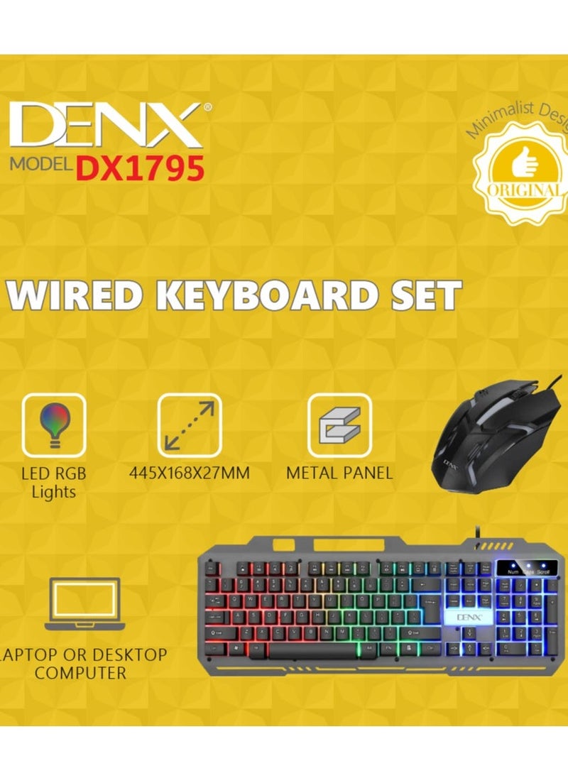 Denx Wired Keyboard Set , Led Gaming Keyboard With Mouse Set White With Gaming Mousepad Black/Blue , Wired Rgb Backlit Keyboard And Gaming Mouse Set  - Image 4