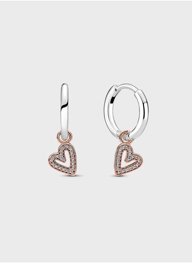 PANDORA Sparkling Freehand Heart Hoop Earrings  - Image 1