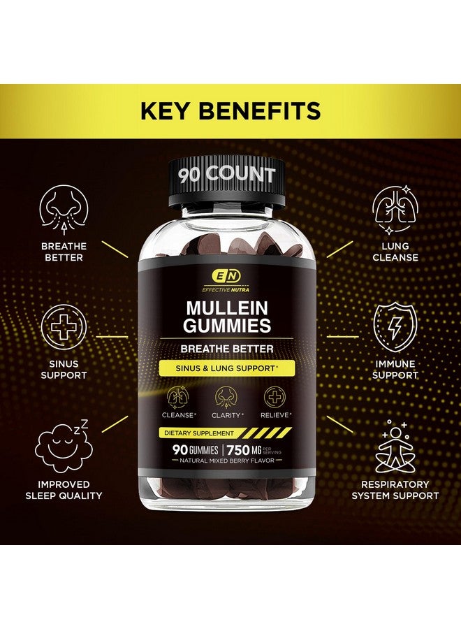 Effective Nutra EFFECTIVE NUTRA 9in1 Mullein Gummies | Lung and Sinus Support for Cleanse, Clarity, and Relief | Vegan, Gluten-Free, Non-GMO Supplement | Natural Berry Flavor, 45-Day Supply, Made in USA (90ct) - Image 2