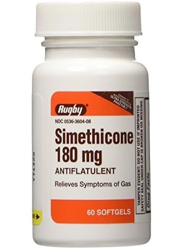 RUGBY LABORATORIES Simethicone 180mg Softgels Anti-Gas (Compare to Phazyme Ultra Strength) 60ct (1 pack ) by Rugby 
