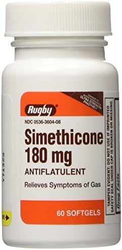 RUGBY LABORATORIES Simethicone 180mg Softgels Anti-Gas (Compare to Phazyme Ultra Strength) 60ct (1 pack ) by Rugby 