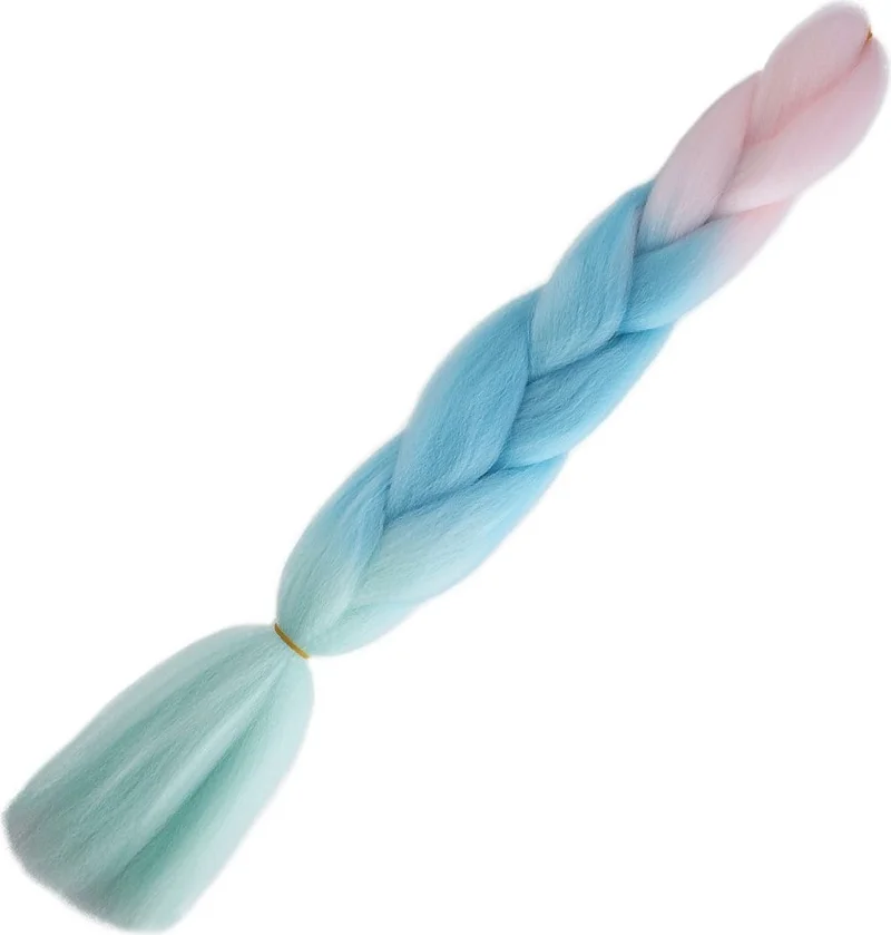 Lisinya Afro Braid Color Transition Synthetic Hair 100 G. Soft Pink Soft Blue Soft Green