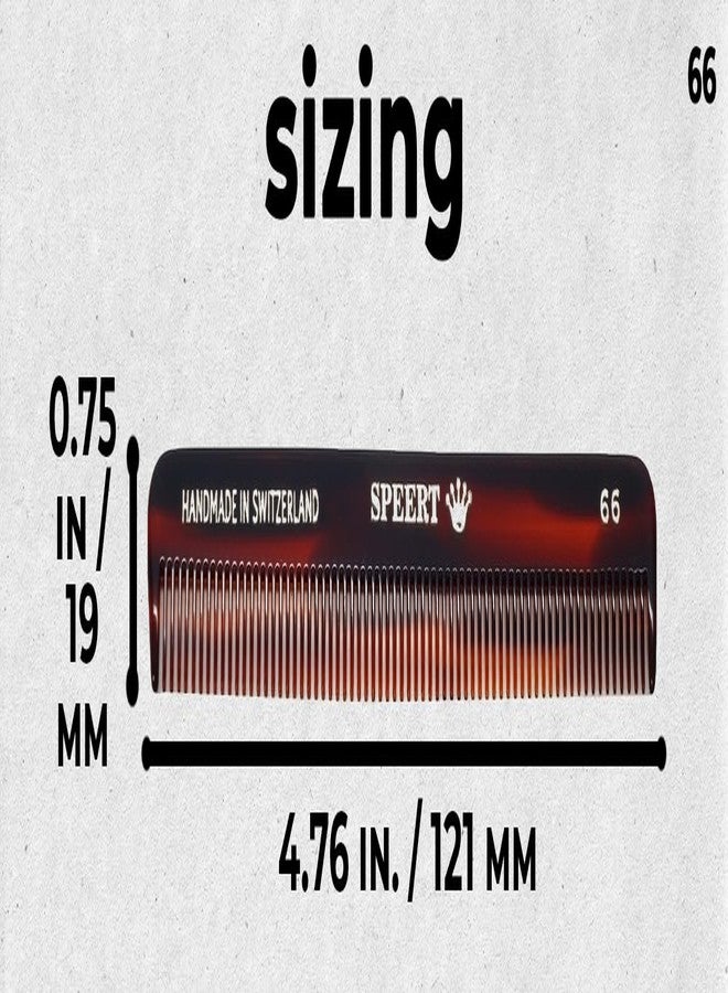 Speert #66 Handmade Narrow Tooth Comb Tortoise Havana Acetate Fine Straight Thin Detangling Parting Grooming Teasing Hair Styling Hairdresser Barber Hairdressing Wet Dry Pocket Travel Women Men Kids - Image 3