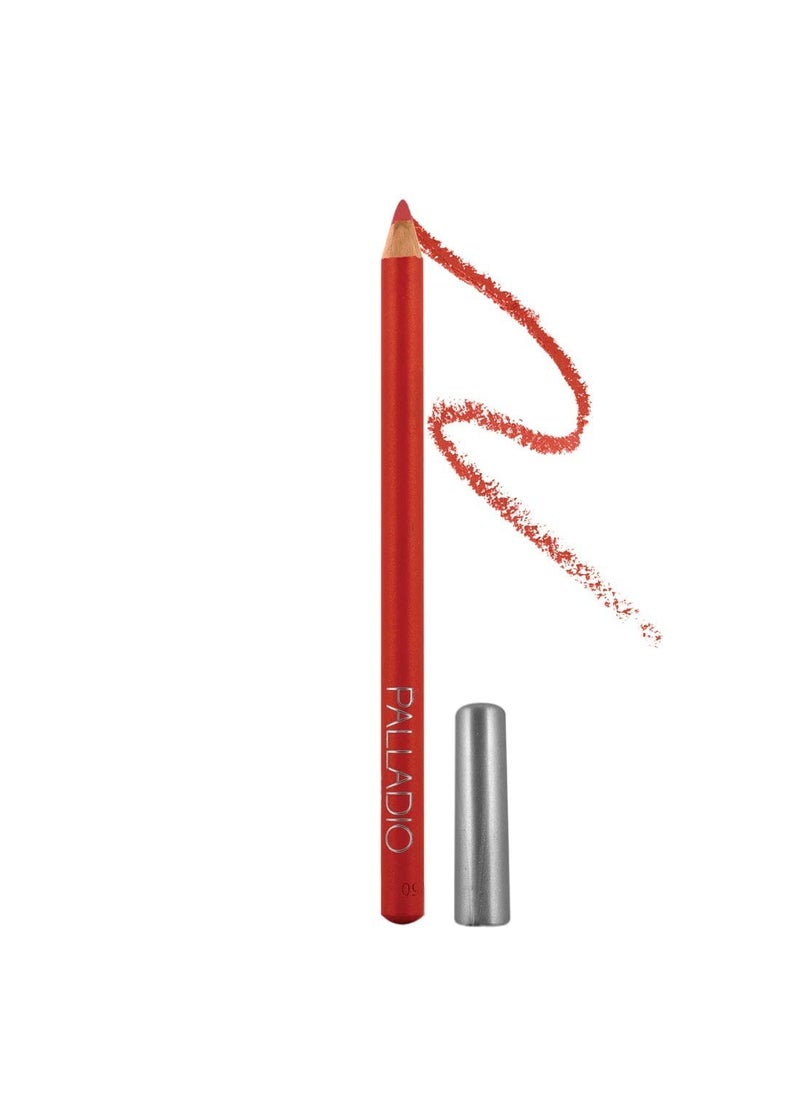 PALLADIO Palladio Lip Liner Pencil, Wooden, Firm yet Smooth, Contour and Line with Ease, Perfectly Outlined Lips, Comfortable, Hydrating, Moisturizing, Rich Pigmented Color, Long Lasting, Coral 