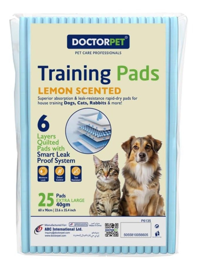 DOCTERPET Doctor Pet Training Pads 60x90cm 40g Regular Lemon 25's - Extra Large, Absorbent, Odor-Controlled Pads for Pets - Image 1