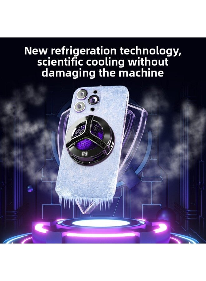 The S9 Magnetic Digital Display Mobile Phone Semiconductor Radiator Silent Cooling Live Game Artifact-Color:S9 Belt Radiator-Black  - Image 3