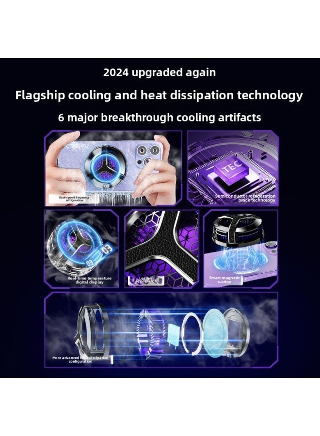 The S9 Magnetic Digital Display Mobile Phone Semiconductor Radiator Silent Cooling Live Game Artifact-Color:S9 Belt Radiator-Black  - Image 4