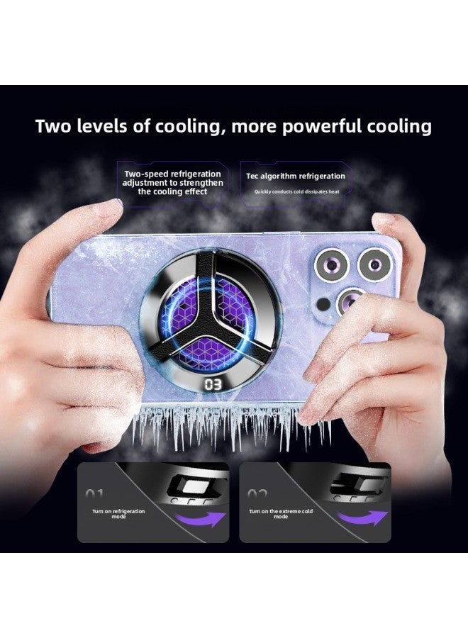 The S9 Magnetic Digital Display Mobile Phone Semiconductor Radiator Silent Cooling Live Game Artifact-Color:S9 Belt Radiator-Black  - Image 5