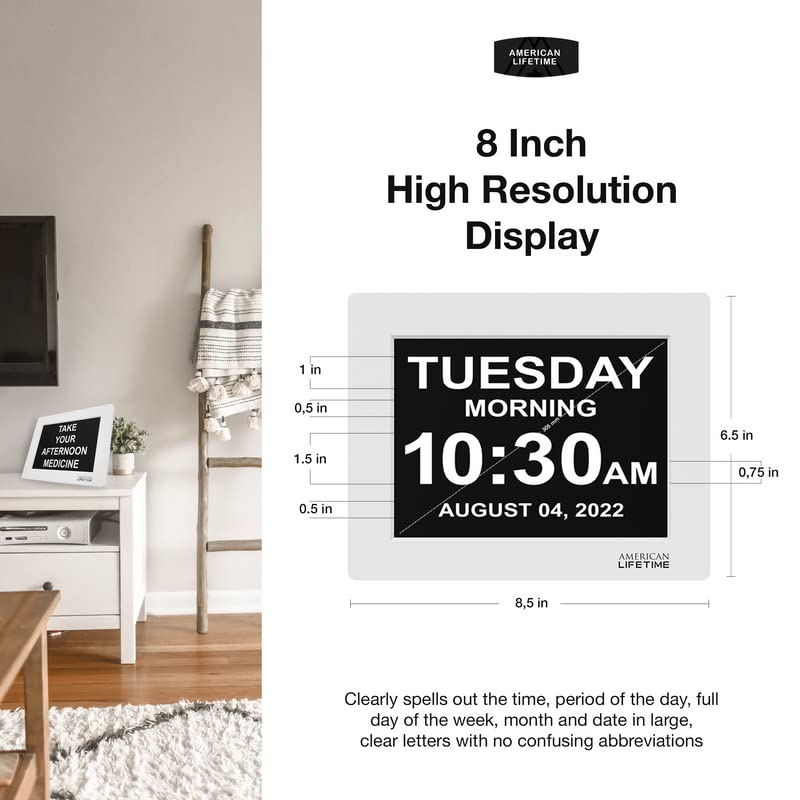 American Lifetime ?New 2023? Dementia Clock Large Digital Clock for Seniors  Digital Clock Large Display with custom Alarms  Clock with Day & Date for Elderly  Large Number Digital Clock Mahogany - Image 4