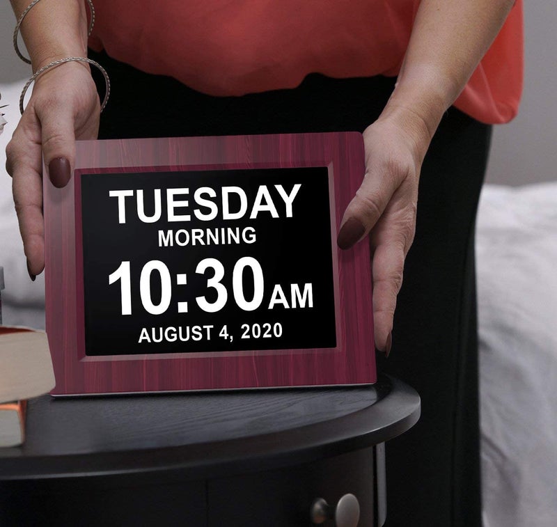 American Lifetime ?New 2023? Dementia Clock Large Digital Clock for Seniors  Digital Clock Large Display with custom Alarms  Clock with Day & Date for Elderly  Large Number Digital Clock Mahogany - Image 2
