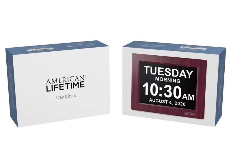 American Lifetime ?New 2023? Dementia Clock Large Digital Clock for Seniors  Digital Clock Large Display with custom Alarms  Clock with Day & Date for Elderly  Large Number Digital Clock Mahogany - Image 5