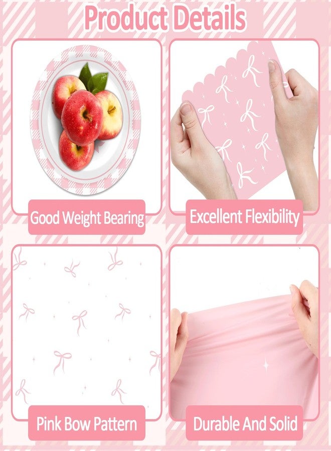 Justforjoyful 98 قطعة من لوازم حفلات الفيونكات الوردية، أطباق ومناديل ومفارش طاولات لحفلات أعياد الميلاد، زينة فيونكات وردية لحفلات توديع العزوبية، والخطوبة، وحفلات استقبال المولود، أدوات مائدة أنيقة وجذابة، غطاء طاولة يكفي لـ 24 شخصًا - Image 3