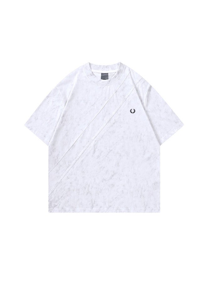 FRED PERRY Unisex twill with laurel wreath logo printing, retro washed loose short-sleeved street T-shirts for men and women. - Image 4