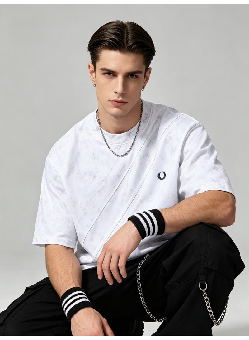 FRED PERRY Unisex twill with laurel wreath logo printing, retro washed loose short-sleeved street T-shirts for men and women. - Image 2