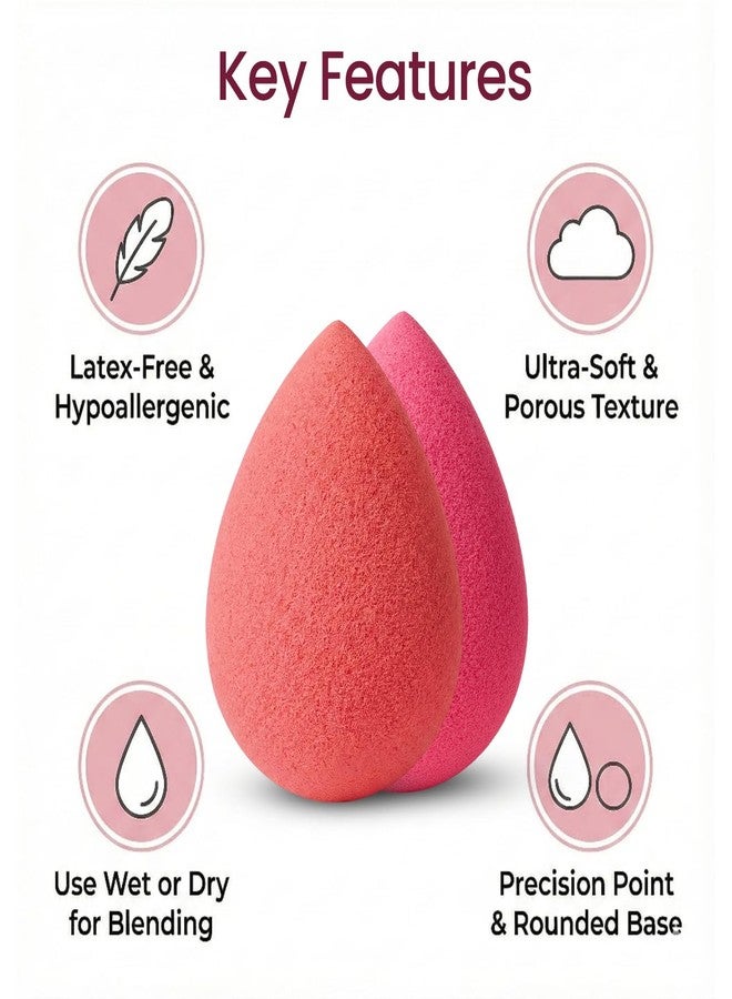 Omidazzle Midazzle 2 Pcs Beauty Blender Sponge Set, Soft Blending Puff for Full Coverage Flawless Makeup, Beauty Blender for Liquid Foundation, Cream, Powder, Wet & Dry Makeup Applicator for Girls, Women - color may vary (MIBB3002) - Image 5