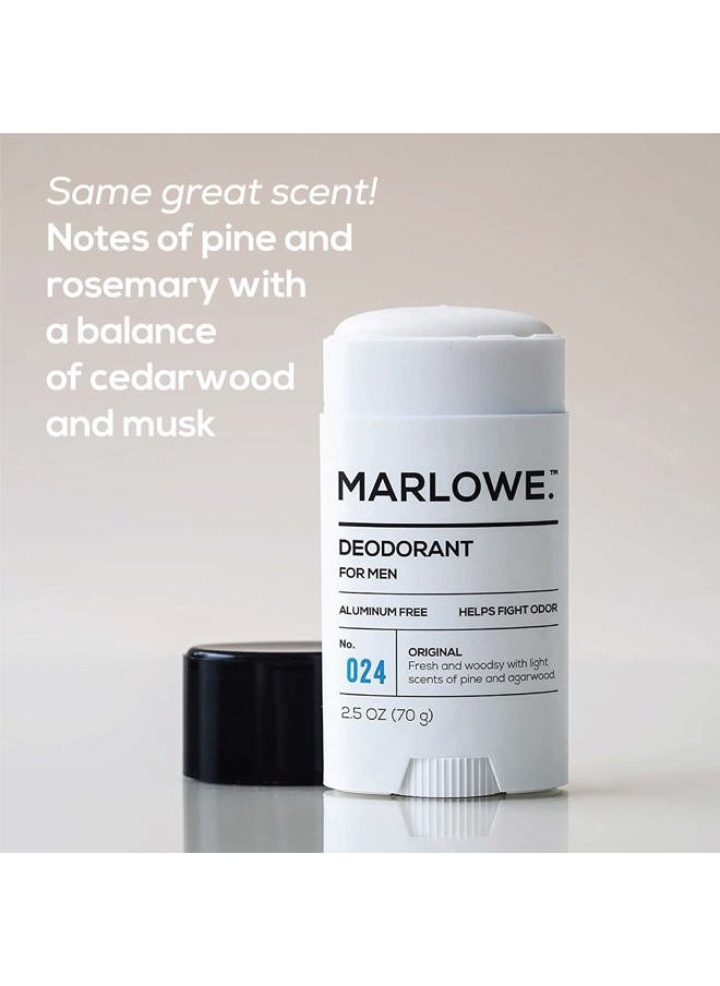 MARLOWE. M BLEND No. 024 Mens Deodorant 2.5 oz, Natural Deodorant for Men, Aluminum Free Stick, Made with Coconut Oil, Shea Butter & Jojoba, Only No-Nonsense Ingredients, Fresh & Woodsy Scent  - Image 3