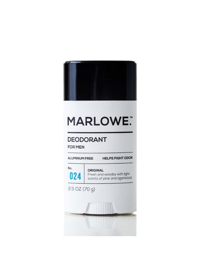 MARLOWE. M BLEND No. 024 Mens Deodorant 2.5 oz, Natural Deodorant for Men, Aluminum Free Stick, Made with Coconut Oil, Shea Butter & Jojoba, Only No-Nonsense Ingredients, Fresh & Woodsy Scent  - Image 1