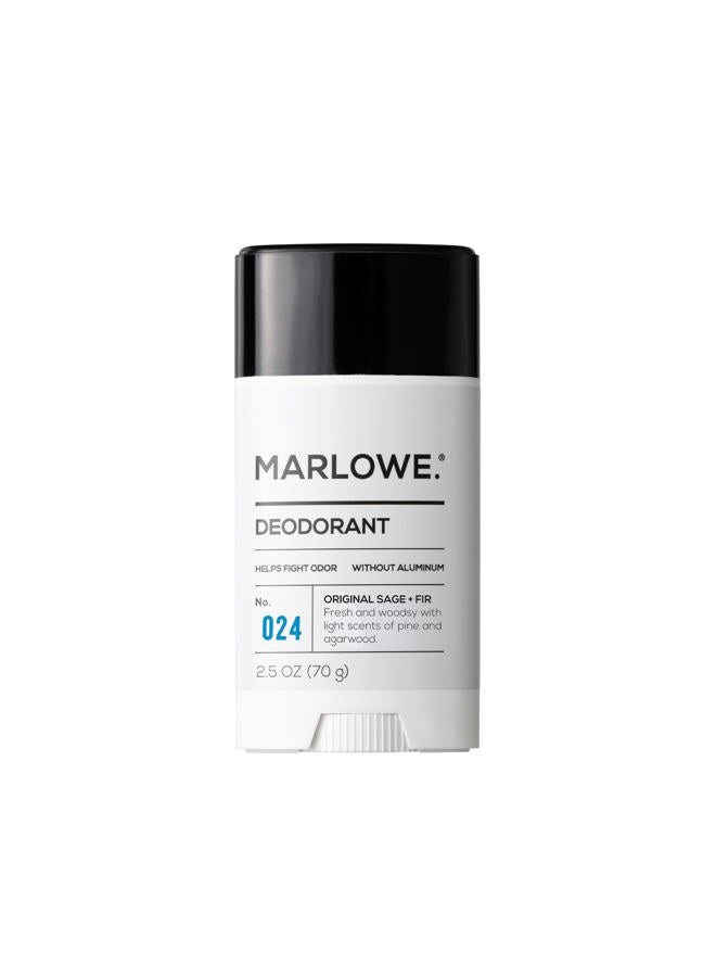 Marlowe No. 024 Natural Deodorant for Men 70ml Aluminium-Free Stick Made with Coconut Oil, Shea Butter, Jojoba Only No-Nonsense Ingredients that Work Best Fresh & Woodsy Scent - Image 1