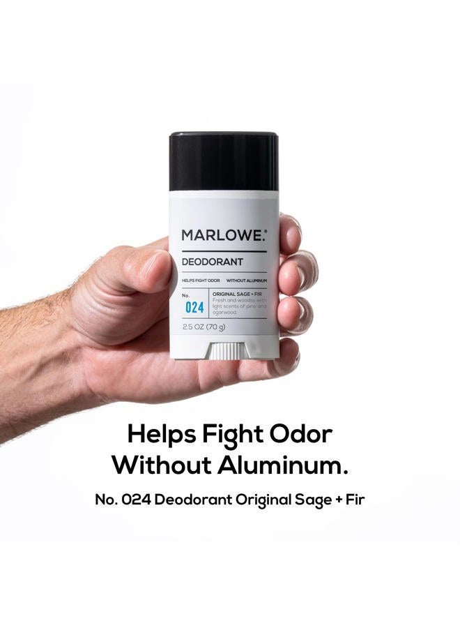 Marlowe No. 024 Natural Deodorant for Men 70ml Aluminium-Free Stick Made with Coconut Oil, Shea Butter, Jojoba Only No-Nonsense Ingredients that Work Best Fresh & Woodsy Scent - Image 2