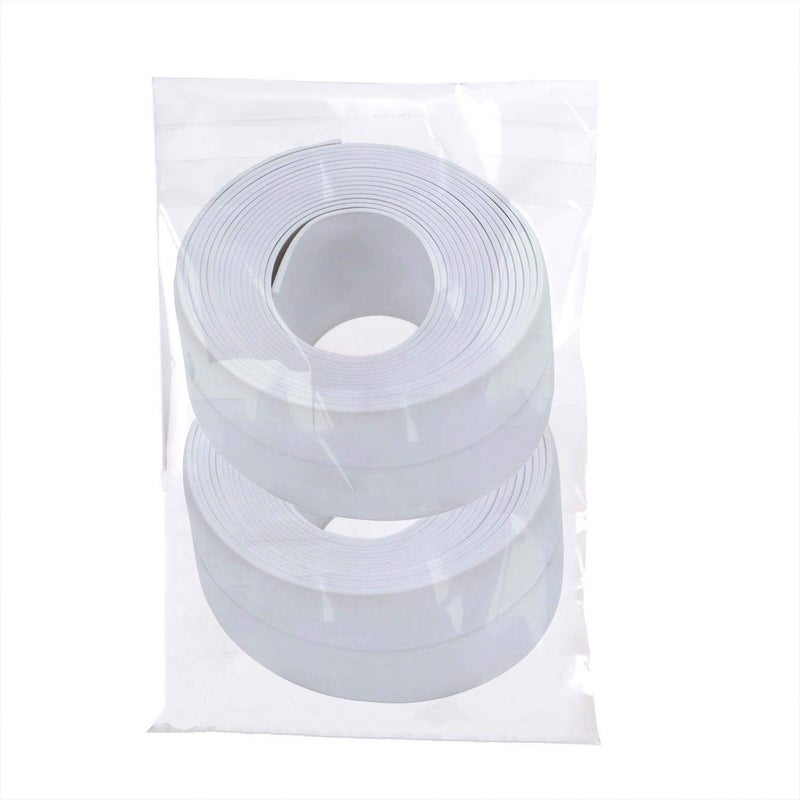 Spaceshoop 2pcs Tub and Wall Caulk Strip, Kitchen Caulk Tape Bathroom Wall Sealing Tape Waterproof Mildewproof Self-Adhesive Decorative Trim - White - Image 5