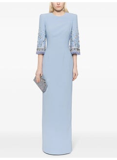 Madam Uniq Fashionable 3/4 Sleeve Long Beaded Gown with Embellishments  - Image 1