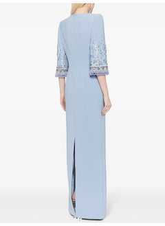 Madam Uniq Fashionable 3/4 Sleeve Long Beaded Gown with Embellishments  - Image 2
