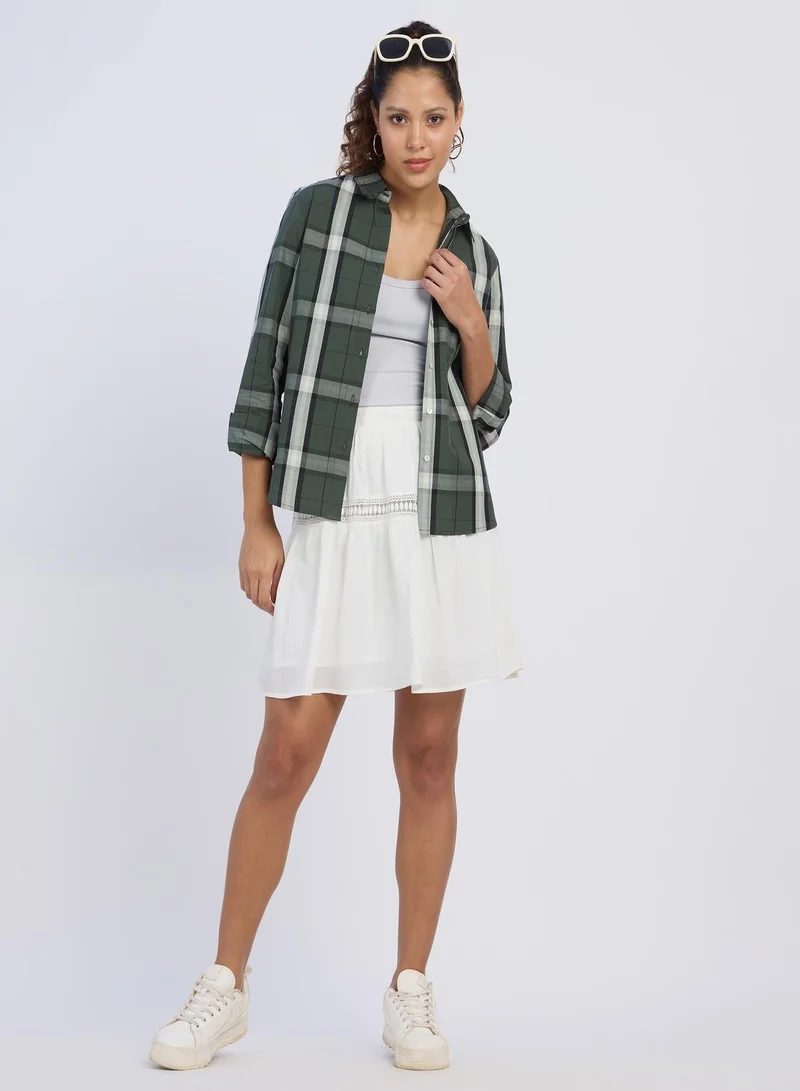 PINACOLADA  Women's Sacramento Green Tartan Plaid Shirt for Women | Best Price UAE