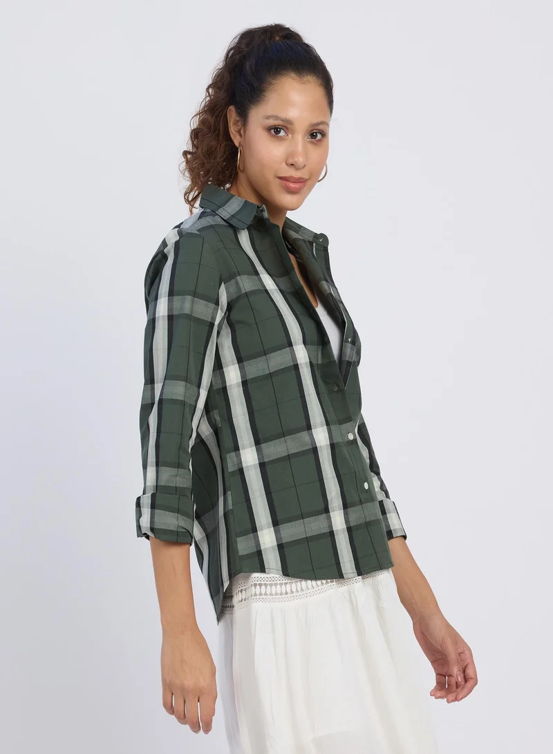 PINACOLADA  Women's Sacramento Green Tartan Plaid Shirt for Women | Best Price UAE