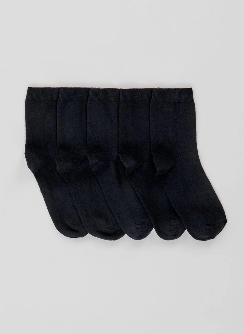 Matalan 5 Pack Black Ankle Socks