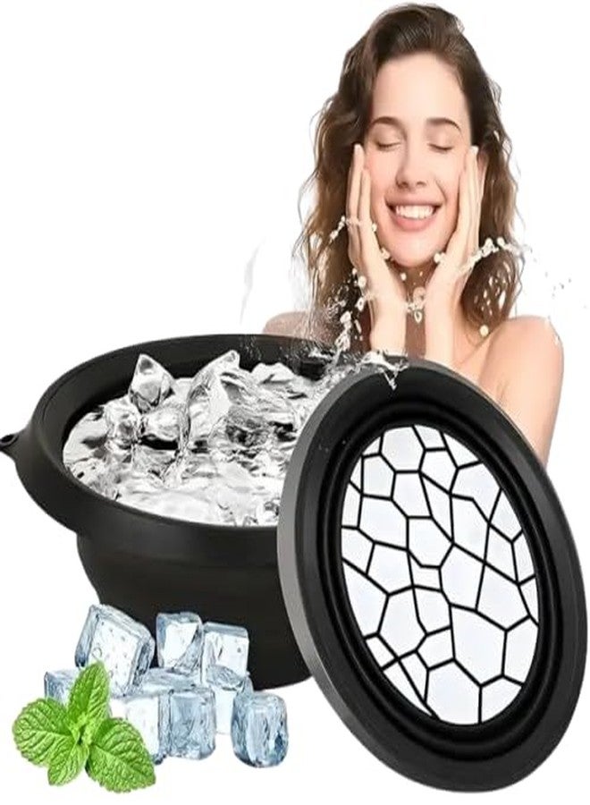 Face Bowl for Ice with Built-In Ice Tray,Facial Ice Bath Bowl, Portable Foldable Facial Plunge Bowl, Collapsible for Face Ice Bath Home & Travel (PACK OF 1) (1PIS+BLACK+FACE+BOWL)/897