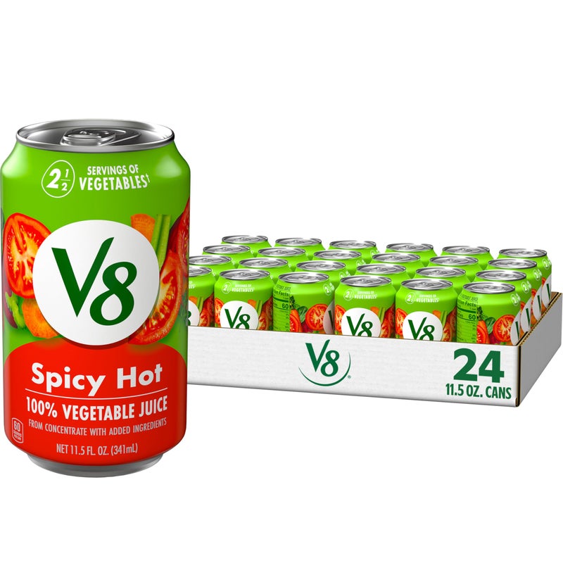 V8 Spicy Hot 100 Vegetable Juice 115 fl oz Can 24 Pack - Image 3