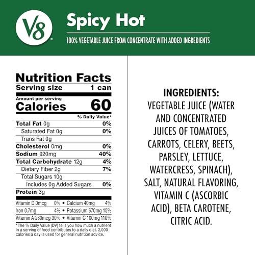 V8 Spicy Hot 100 Vegetable Juice 115 fl oz Can 24 Pack - Image 5