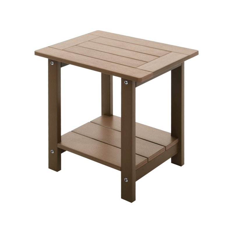 Meluvici Double Adirondack Outdoor Side Table Weather Resistant Outdoor Rectangular Patio End Table for Adirondack Chair Teak