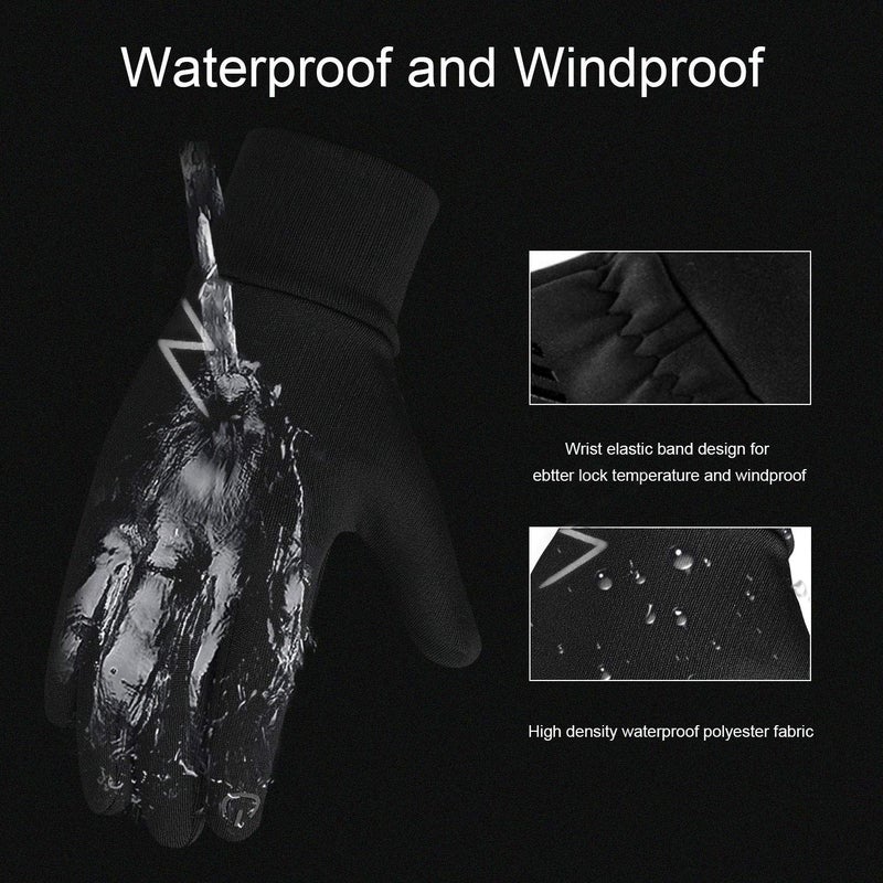 YukiniYa Kids Winter Gloves Back Water Repellent Touchscreen Warm Fleece Anti-Slip for Boys Girls 3-15 Years - Image 2