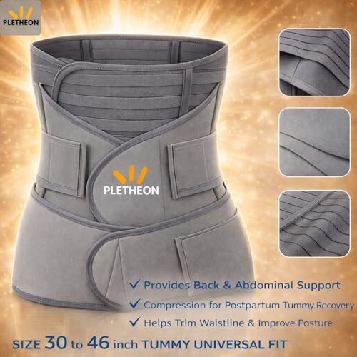 PLETHEON Post Pregnancy Waist Clincher | 3 in 1 Postpartum Belt for Women | Tummy Control Abdominal Binder | Back Support, Belly Compression | Slimming Shapewear Corset for Recovery (3 in 1 PPB-Grey) - Image 3